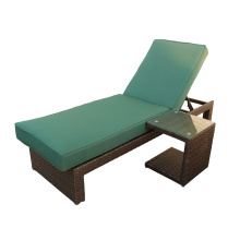 Outdoor Rattan Chaise Lounge With Side Table